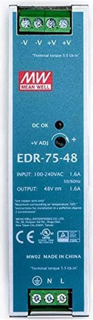 (12PACK) Mean Well EDR Switch Mode DIN Rail Slim and Economical Power Supply 90 ? 264V Ac Input EDR-75 Series 75W (EDR-75-48)