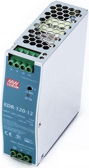 (12PACK) Mean Well EDR Switch Mode Slim and Economical DIN Rail Power Supply 90-264V Ac Input, EDR-120 Series 120W (EDR-120-12)
