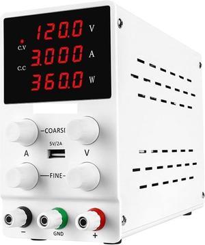 dc Power Supply 120V/60V/30V 10A / 5A Digits Digital Variable LAB DC Power Supply Adjustable Voltage Regulator Laptop Repair Rework AC 110V/220V (Color : White 120V3A SPS1203, Size : 220V)
