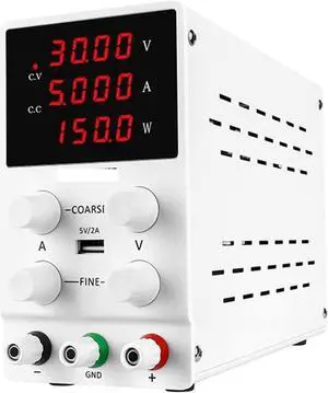 dc Power Supply 120V/60V/30V 10A / 5A Digits Digital Variable LAB DC Power Supply Adjustable Voltage Regulator Laptop Repair Rework AC 110V/220V (Color : White 30V5A SPS305, Size : 110V)
