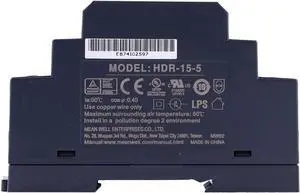 (12PACK) Mean Well HDR Switch Mode DIN Rail Power Supply 120 ? 370 V Dc, 85 ? 264 V Ac Input HDR-15 Series 15W (HDR-15-5)