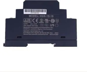 (12PACK) Mean Well HDR Switch Mode DIN Rail Power Supply 120 ? 370 V Dc, 85 ? 264 V Ac Input HDR-15 Series 15W (HDR-15-15)