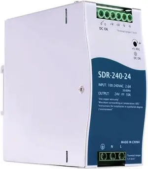 SDR-240 series DC 24V 48V 240W Single Output Industrial DIN Rail with PFC Function Power Supply(24V)