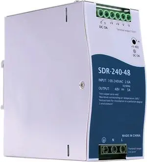 SDR-240 series DC 24V 48V 240W Single Output Industrial DIN Rail with PFC Function Power Supply(48V)