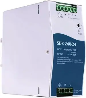 SDR-240-24 DC 24V 10A 240W Single Output Industrial DIN Rail with PFC Function Power Supply