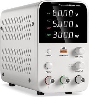 dc Power Supply Adjustable DC Power Supply 30V 10A Laboratory Power Supply 60V 5A Voltage Regulator Power Supply 5V2AUSB Fast Charging (Color : WPS605B)