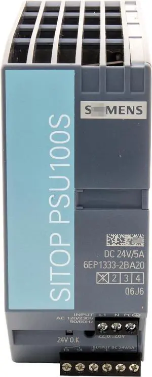 6EP1333-2BA20 PSU100S 24V/5A Stabilized Power Supply 6EP13332BA20 Sealed in Box 1 Year Warranty Fast Shipment