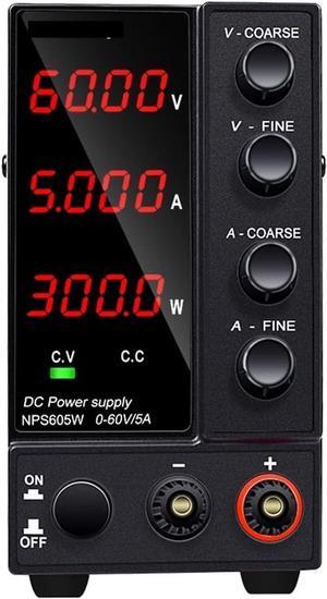 dc Power Supply Adjustable DC Power Supply 30V 10A LED Lab Power Supply 60V 5A Voltage Regulator Stabilizer Switching Source (Color : 4Digits 60V 5A)