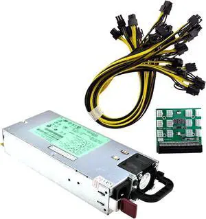 1 Kit DPS-1200FB A 1200W PSU Power Supply+ Breakout Board + 12pcs 6pin-to-8pin Cables Mining BTC ETH Switching