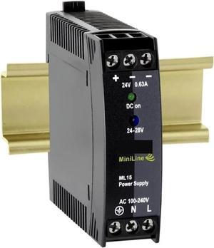 Switching Power Supply DIN-Rail Power Supply ML15.241, 24V DC, 630mA Output, 15W, Single Phase, ML15.241