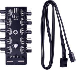 10pcs Cooling Fan Hub Splitter Cable PWM 12V 4Pin Power Supply Adapter PC 1 to 10 4Pin Cooler for PC Mining