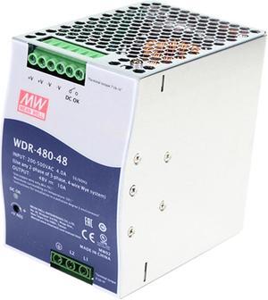 WDR-480-48 480W 48V 10A Heavy Duty DIN Rail Power Supply - Highly Reliable, High Power Solution for Automation Equipment - 93% Efficiency, Wide Input 180-550VAC