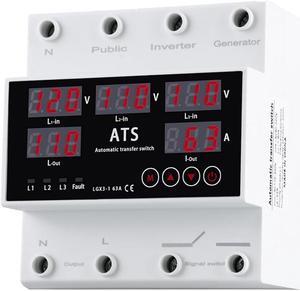 Automatic Transfer Switch,Automatic Switching Between Utility PowerGenerator and Inverter,Overcurrent Protection,Overvoltage and undervoltage Protection,63A