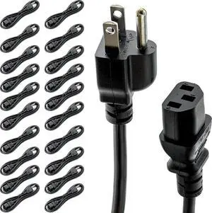 Rebuild Skills 20 Pack of UL Approved 6 Feet Universal Computer Monitor Power Cord, C13 Power Cable for Monitor, PC, Desktop, Printer, Scanner 18 AWG GA NEMA 5-15P to IEC13 (20 Pack)