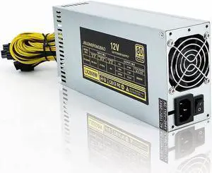 YIHAO 2000W Mining Power Supply, 110V-264V BTC 2U Single Channel Modular Mining Power, PC Power PSU for 8 GPU ETH/BTC Miner Machine Rig with Violent Fan,2000w