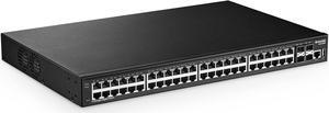 MokerLink 48 Port Gigabit Managed Switch, 48 Port GE, 4x10G SFP+, 1 Console Port, 1 USB Port, L3 Smart Managed, Rackmount , DHCP QoS Vlan IGMP and Static Routing