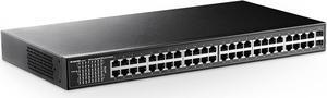 MokerLink 48 Port Gigabit Ethernet Switch with 2 SFP Port, Dual Power Supply, Fanless Metal Rackmount Unmanaged Plug and Play Network Switch
