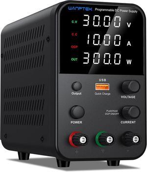 DC Power Supply Variable 30V 10A Bench Power Supply with Output Switch/OCP, Adjustable Lab Power Supply with 4-Digits LED Display/USB Fast Charge Port/Encoder Knob