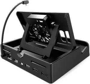 Upgraded Dock With Cooling Fan 6-in-1 Docking Station For Steam-Deck With HDMI2.0 3 USB3.0 Port 4k@60hz Gigabit-Ethernet Steam-deck Console Handheld- 6-in-1 Valve-Steam-Deck Dock Stand Support HDMI2.0