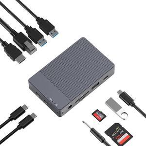 ISHEEP USB c hub Docking Station with M.2 NVME/SATA SSD Enclosure,10 in 1 M.2 Dock,4K 60HZ HDMI, RJ 45, USB 3.1 Gen 2 PD100wType-C 10Gbps, SD/TF Card Reader, USB 2.0, 3.5mm audio-KH1005