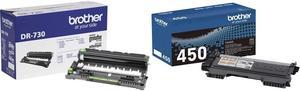 Brother Genuine DR730 Drum Unit & Genuine High Yield Toner Cartridge, TN450, Replacement Black Toner, Page Yield Up to 2,600 Pages