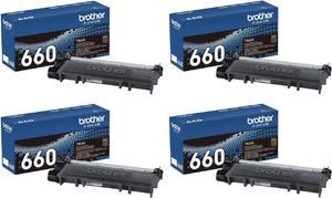 Brother TN660 High Yield Black Toner Cartridge, 4-Pack