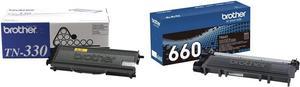 Brother TN330 Black Toner Cartridge - Retail Packaging & TN660 High Yield Black Toner