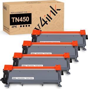 v4ink Compatible Toner Cartridge Replacement for Brother TN450 TN420 Black Toner Cartridge High Yield to use for HL-2240d HL-2270dw HL-2280dw MFC-7360n MFC-7860dw IntelliFax 2840 2940 Printer 4 Pack