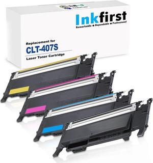 1 Set of 4 Inkfirst Toner Cartridges Compatible Remanufactured for Samsung CLP320 CLP-320N CLP-325 CLP-325W CLX-3185 CLX-3185FN CLX-3185FW CLX-3185N CLT-K407S CLT-C407S CLT-M407S CLT-Y407S