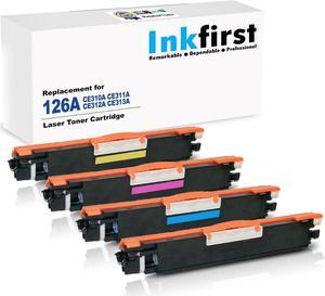 1 Set of 4 Inkfirst Compatible Toner Cartridges Replacement for HP CE310A CE311A CE312A CE313A 126A Color Laserjet Pro CP1025nw M175nw TopShot M275 MFP Black Cyan Magenta Yellow