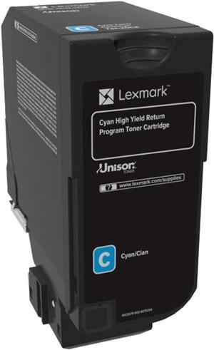 Lexmark LEX74C1HC0 Unison Original Cartridge-Cyan-EAReturn Cartridge, F/CS725, 12, 000 Page Yield, CYN Toner