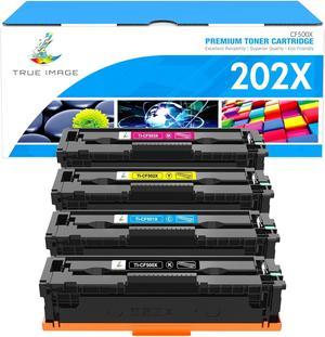 TRUE IMAGE Compatible Toner Cartridge Replacement for HP 202X CF500X CF500A 202A Color Pro MFP M281fdw M281cdw M254dw M281fdn 281fdw M254 M281 Toner Printer (Black Cyan Yellow Magenta, 4-Pack)