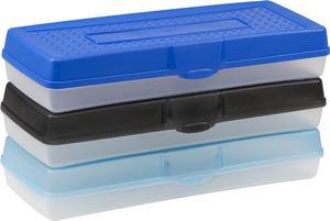 Storex Stretch Pencil Box, 5.6 x 13.4 x 2.52 Inches, Assorted Colors, Case of 12 (61620U12C)