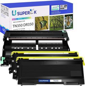 SuperInk 3 Pack Compatible Toner Cartridge & Drum Unit Set Compatible Brother TN350 DR350 use in DCP-7010 HL-2030 HL-2070N Intellifax 2820 MFC-7220 Printer (2 Toner, 1 Drum)