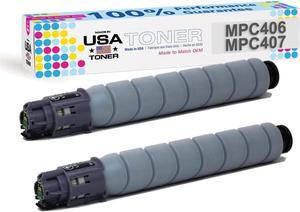 MADE IN USA TONER Compatible Replacement for Ricoh MP C306, C307, C406, C407 Ricoh 842207 842091 High Yield (Black, 2 Pack)