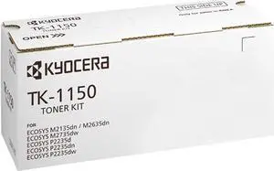 Kyocera TK-1150 Toner Black, 3,000 Pages, Original Premium Printer Cartridge 1T02RT0NL0 for ECOSYS M2135dn, M2635dn, M2735dw, P2235dn, P2235dw
