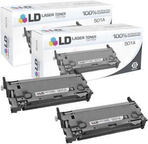 LD Remanufactured Replacements for HP 501A / Q6470A Set of 2 Black Toner Cartridges for Color Laserjet 3600 Series, ...