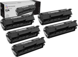 LD Compatible Replacements for HP Q2612A / 12A Set of 5 Black Laser Toner Cartridges for HP Laserjet Printer Series