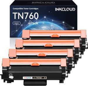 INKCLOUD TN760 High Yield Compatible Black Toner Cartridge for Brother TN-760 730 TN730 for HL-L2350DW L2395DW L2390DW HL-L2370DW MFC-L2750DW MFC-L2710DW MFC-L2730DW DCP-L2550DW Laser Printer (4 Pack)