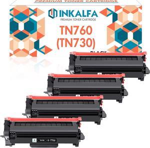 Inkalfa Compatible TN760 Toner Cartridge: Replacement for Brother TN760 TN730 TN-760 TN 760 730 TN-730 for DCP-L2550DW HL-L2390DW MFC-L2710DW MFC-L2750DW MFC-L2730DW Printer Ink (Black, 4-Pack)