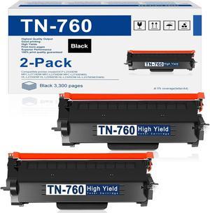 TN760 TN-760 High Yield Toner Cartridge with Chip 2 Pack Replacement for Brother TN 760 DCP-L2550DW MFC-L2710DW MFC-L2750DW HL-L2350DW HL-L2370DW HL-L2390DW Printer Ink, Black