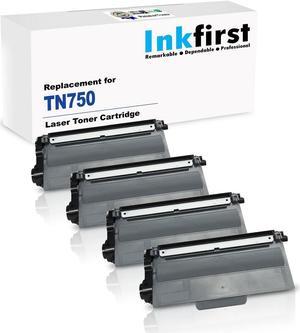 4 High Yield Inkfirst Toner Cartridge TN-750 TN750 Compatible Remanufactured for Brother TN-750 Black HL-5440D HL-5450DN HL-5470DW HL-5470DWT HL-6180DW HL-6180DWT DCP-8110DN DCP-8150DN DCP-8155DN MFC