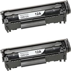 2 Pack PrinterPro Compatible Replacement for HP 12A Q2612A q2612 hp12a Black Toner Cartridge for HP Laserjet 1010 1012 1018 1020 1022 1022n 1022nw 3015 3020 3030 3050 3052 3055 M1319 M1319f (2 Pack)