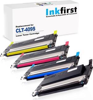 1 Set of 4 Inkfirst® High Yield Toner Cartridges CLT-K409S, CLT-C409S, CLT-M409S, CLT-Y409S Compatible Remanufactured for Samsung CLP-315 Black, Cyan, Magenta, Yellow CLP-310 CLP-315 CLP-315W CLX-317