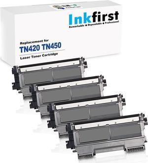 4 Inkfirst Toner Cartridge TN-420 (TN420) TN-450 (TN450) Compatible Remanufactured for Brother TN-420 TN-450 Black MFC-7360N MFC-7460DN MFC-7860DW HL-2220 HL-2230 HL-2240 HL-2240D HL2270DW HL-2280DW