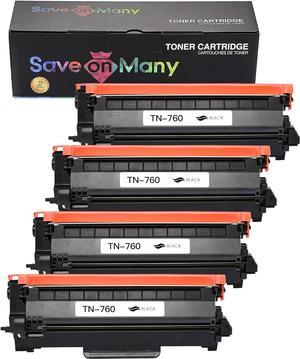 With Chip-4 Pack SaveonMany Compatible TN760 TN730 BK Toner Cartridge for Brother DCP-L2550DW HL-L2350DW HL-L2370DW HL-L2370DWXL HL-L2390DW HL-L2395DW MFC-L2710DW MFC-L2730DW MFC-L2750DW MFC-L2750DWXL