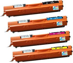 Ink & Toner 4 You ® Compatible Laser Toner Cartridge Set for HP CF350A Black, CF351A Cyan, CF353A Magenta, CF352A Yellow (130A) Works With HP Color LaserJet Pro MFP M176n, HP Color LaserJet Pro MFP M