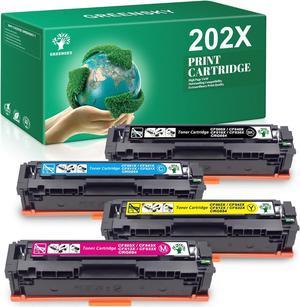 GREENSKY Compatible Toner Cartridges Replacement for HP 202X 202A CF500X CF500A for HP Color Pro MFP M281fdw M281cdw M254dw M254dn M254nw M280nw Printer (Black Cyan Magenta Yellow, 4 Pack)