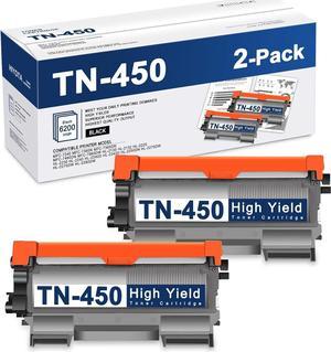 TN-450 Toner Cartridge High Yield 2 Pack Replacement for Brother TN450 TN 450 DCP-7060D DCP-7065DN HL-2230 HL-2240 HL-2270DW HL-2280DW Intellifax 2840 2940 MFC-7360N MFC-7860DW Printer Toner Black