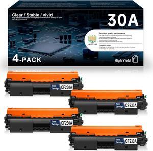 [High Yield, with CHIP] 30A Cartridge CF230A Toner Black Replacement for HP 30A Toner Pro MFP M203dw M227fdw M227fdn M203d M203dn M227sdn M227 M203 Printer Ink 4 Pack